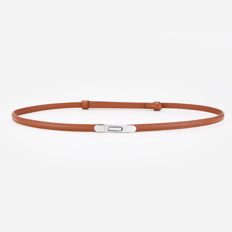 Women's Thin Genuine Leather Dress Simple Suit Coat Waist Belt