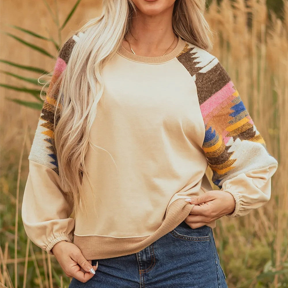 Dame sweatshirt med afslappet stil, farvematchende print og løs pasform