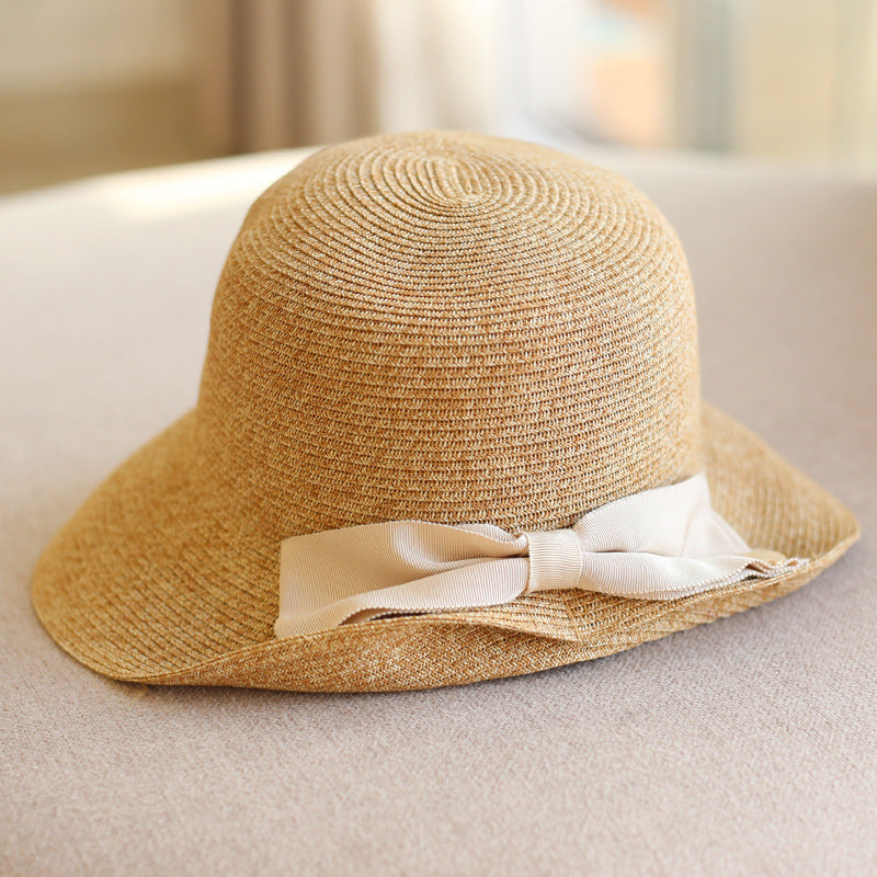 Women's Fashion Back Fold Bow Straw Hat