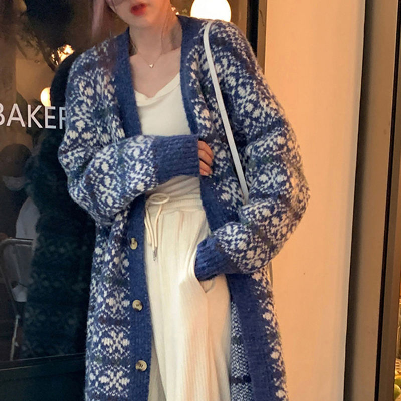 Western Style Ethnic Style Long Sweater Coat Women