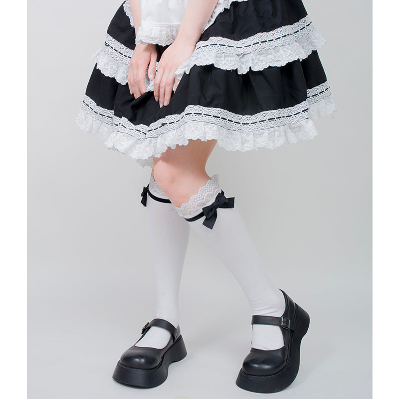 Women's Spring Bow Tube Socks Lolita Lace