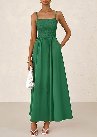 Ruched Tank Top With Thin Straps And A Pocketed Dress