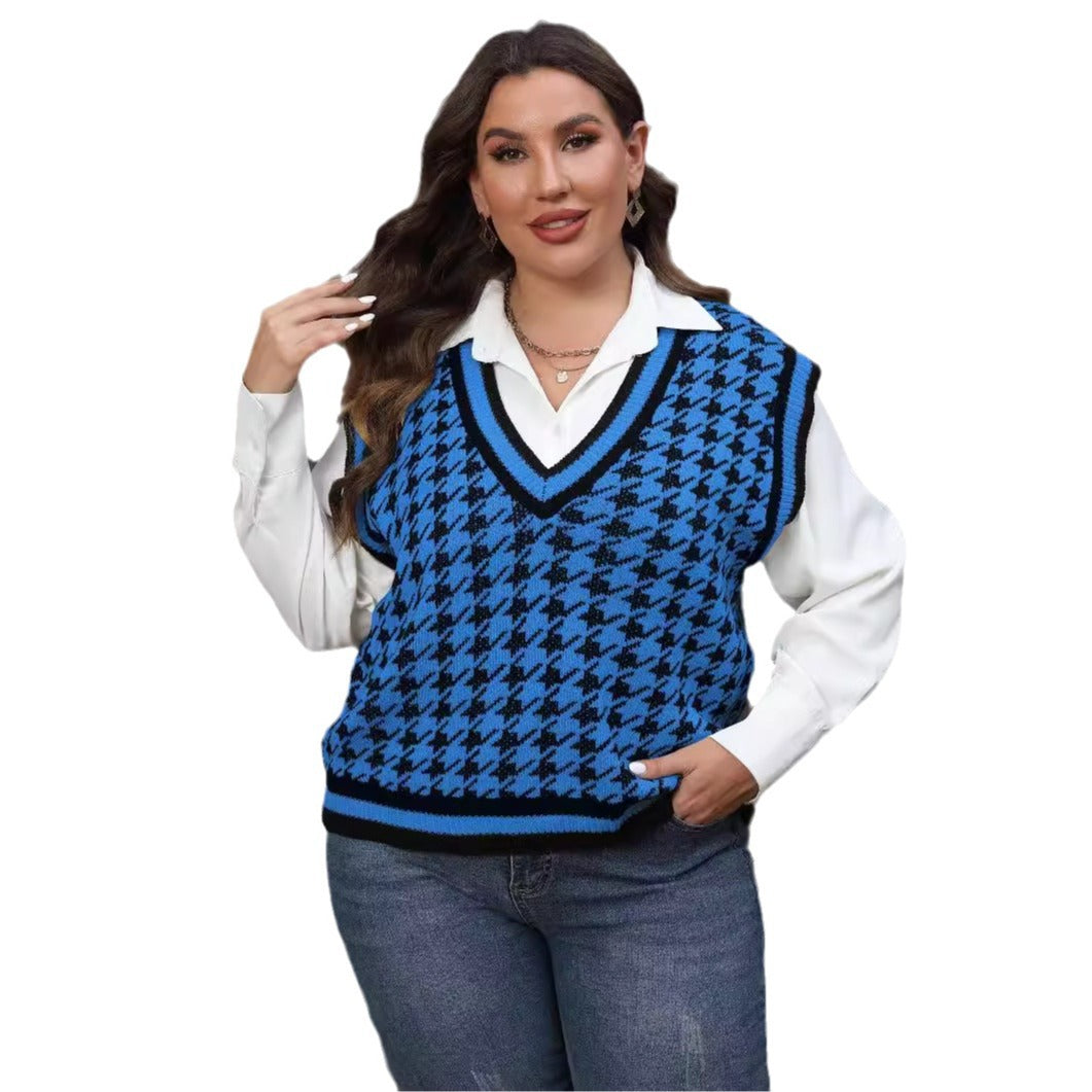 Houndstooth Leisure Vest Top For Women