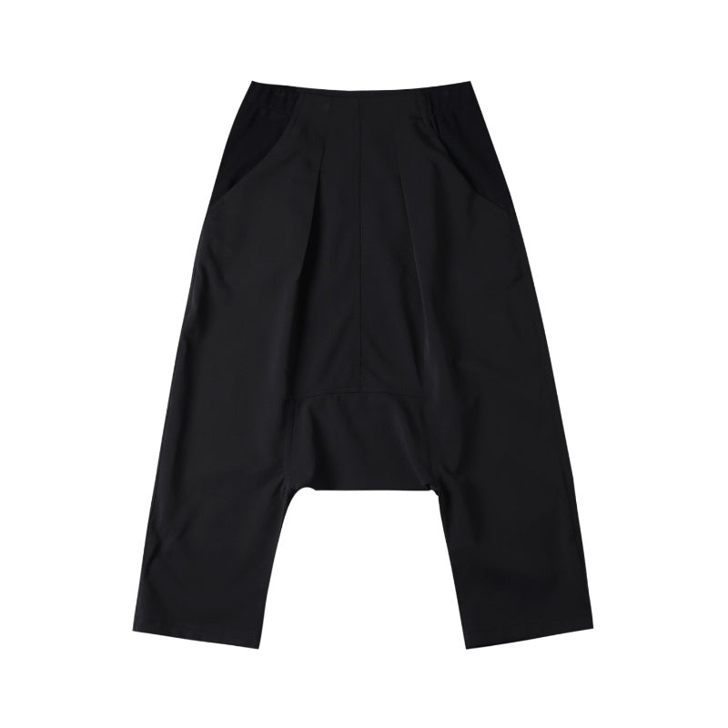 Thin Knitted Stitching Hanging Crotch Cropped Harem Pants