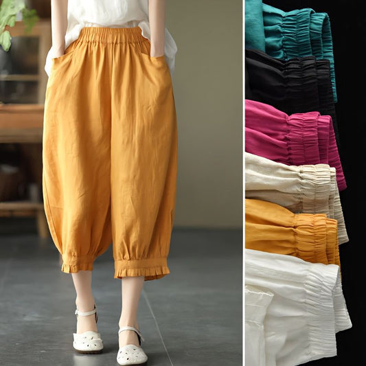 Sweet Artistic Lace Solid Color Women's Cropped Pants