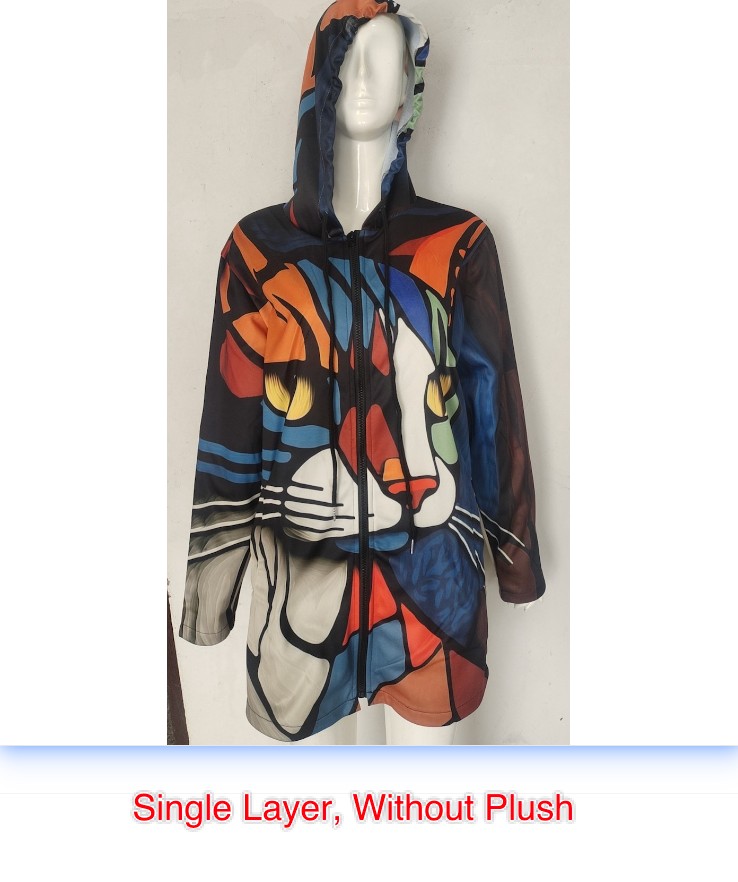 Creative 3D Digital Printing Stand-up Single Layer Collar Jacket
