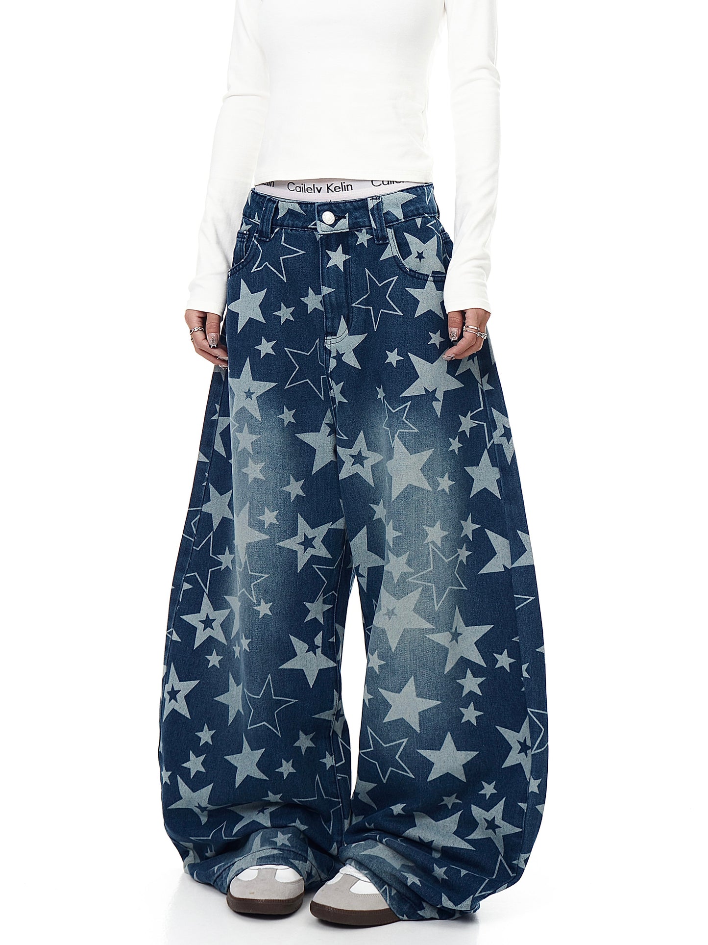 American Retro XINGX Full Printed Distressed Machete Jeans