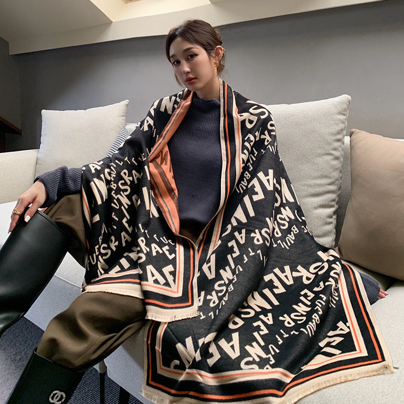 Imitation Cashmere Autumn Winter New Letter Scarf