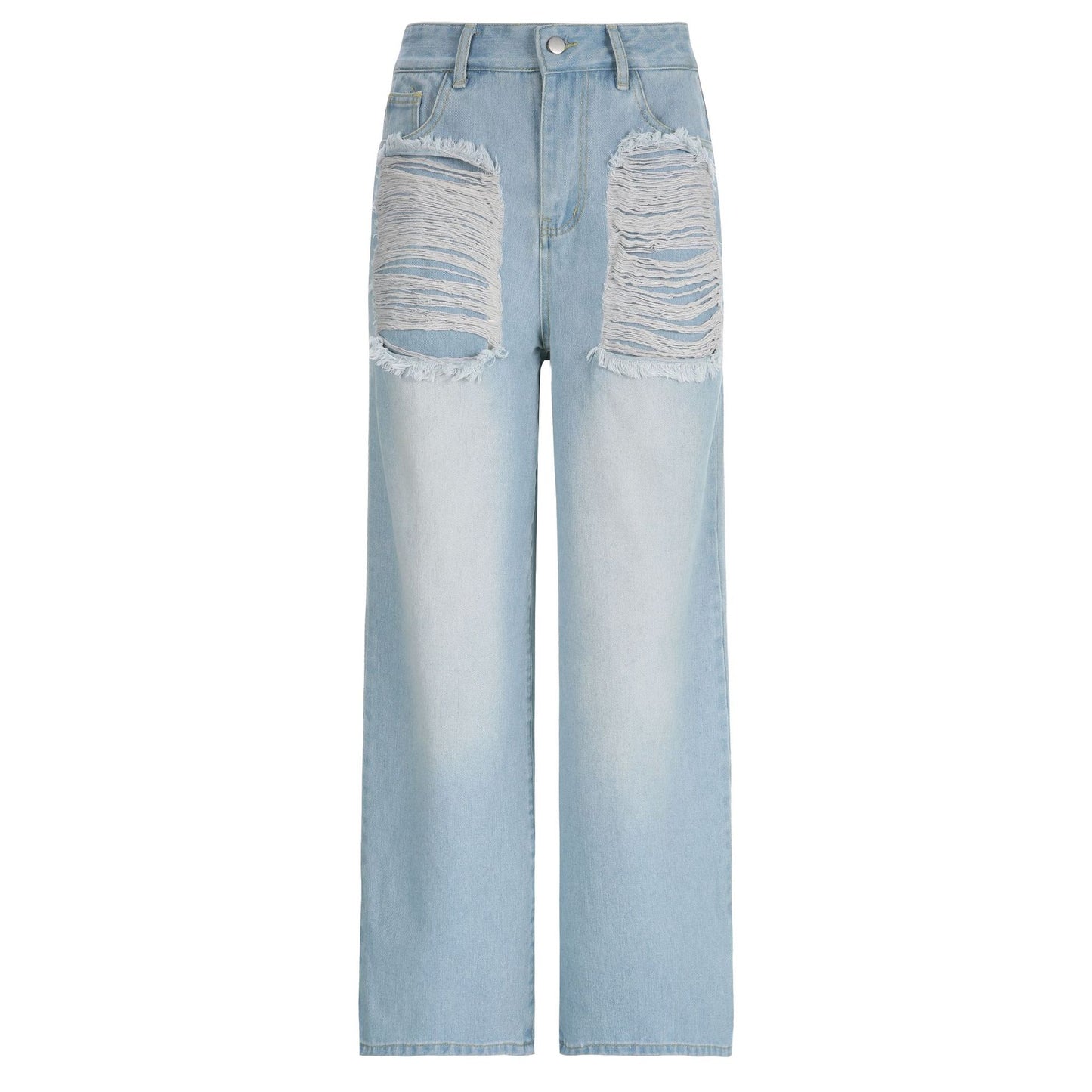 Women's Fashionable Ripped Denim Trousers