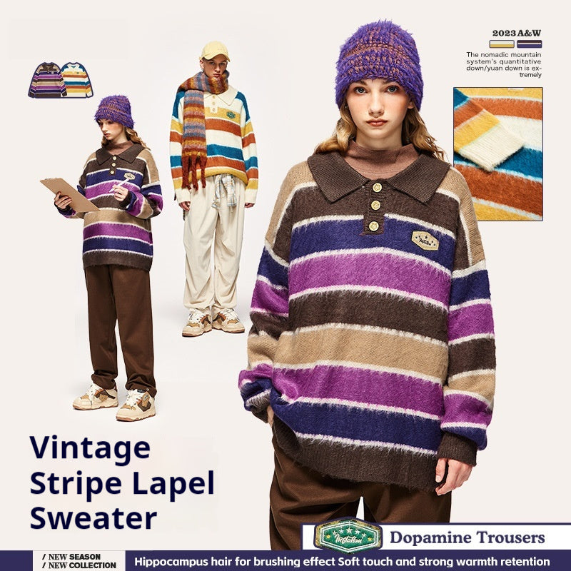 Autumn And Winter New Contrast Color Loose And Warm Knitwear Men's Top