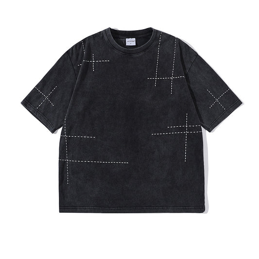 Creative Personalized Stitching Short Sleeve High Street Fashionable Casual T-shirt For Men And Women