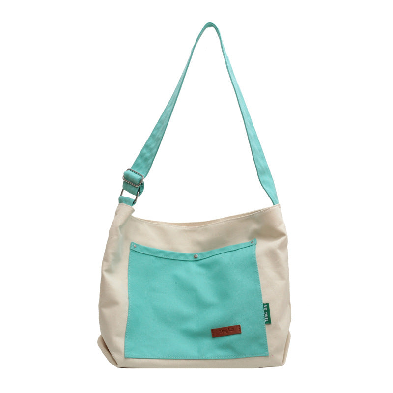 Spliced Leisure Cloth Bag Students Slung In Class