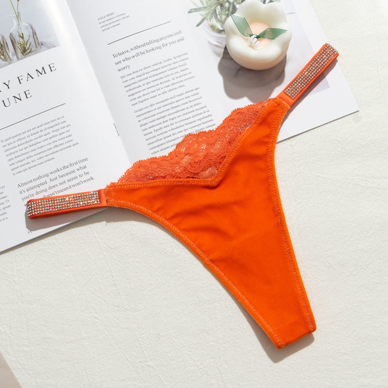 T-back Velvet Stitching Lace Sexy Fashion Comfortable Breathable Women's Underwear