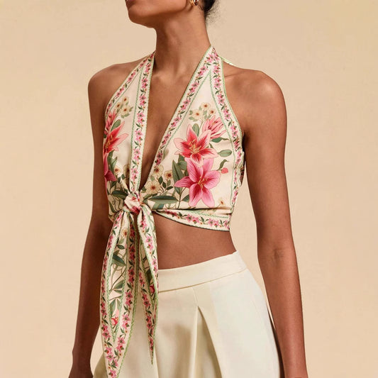 Women's Fashion Casual Backless Printed Camisole