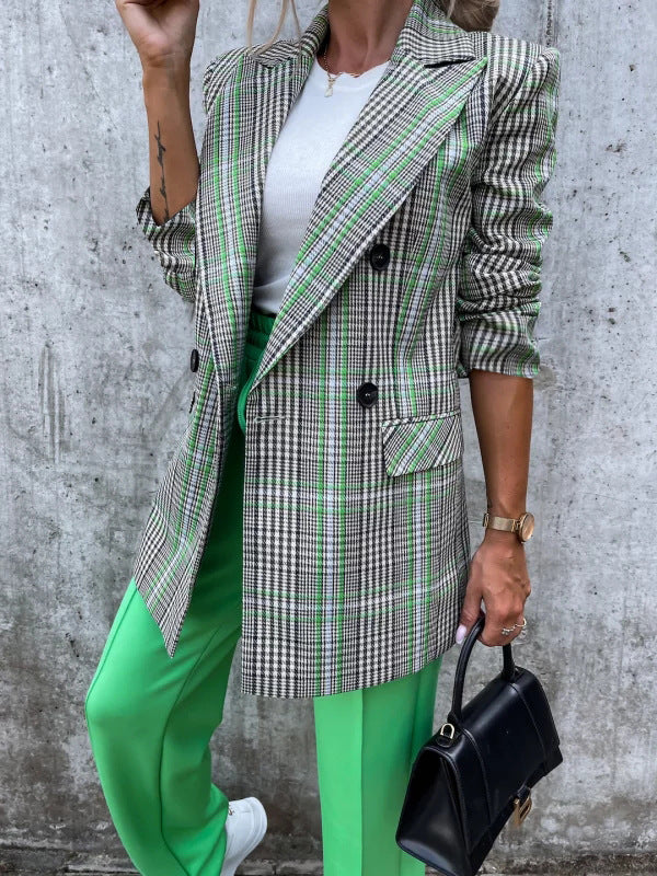 Women's Double-breasted Fashion Mid-length Suit Jacket