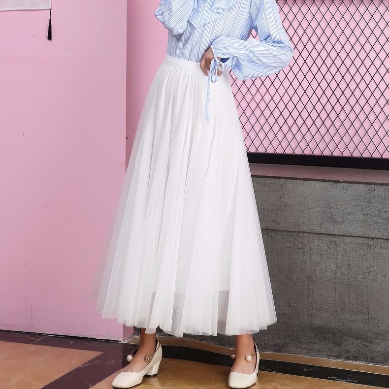 Tulle Skirt Women's Tulle Large Swing Student Skirt 3-layer