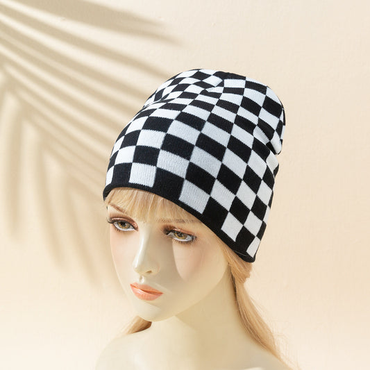 Women's Wild Casual Retro Leopard Zebra Print Cow Houndstooth Knitted Hat