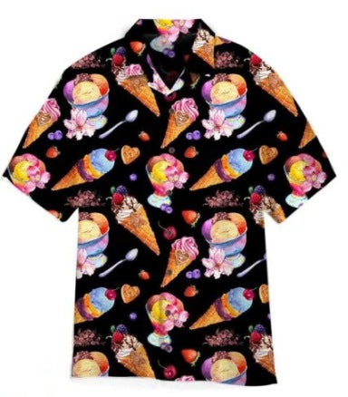 Fiber Men's Short-sleeved Shirt Stretch Printed Shirt