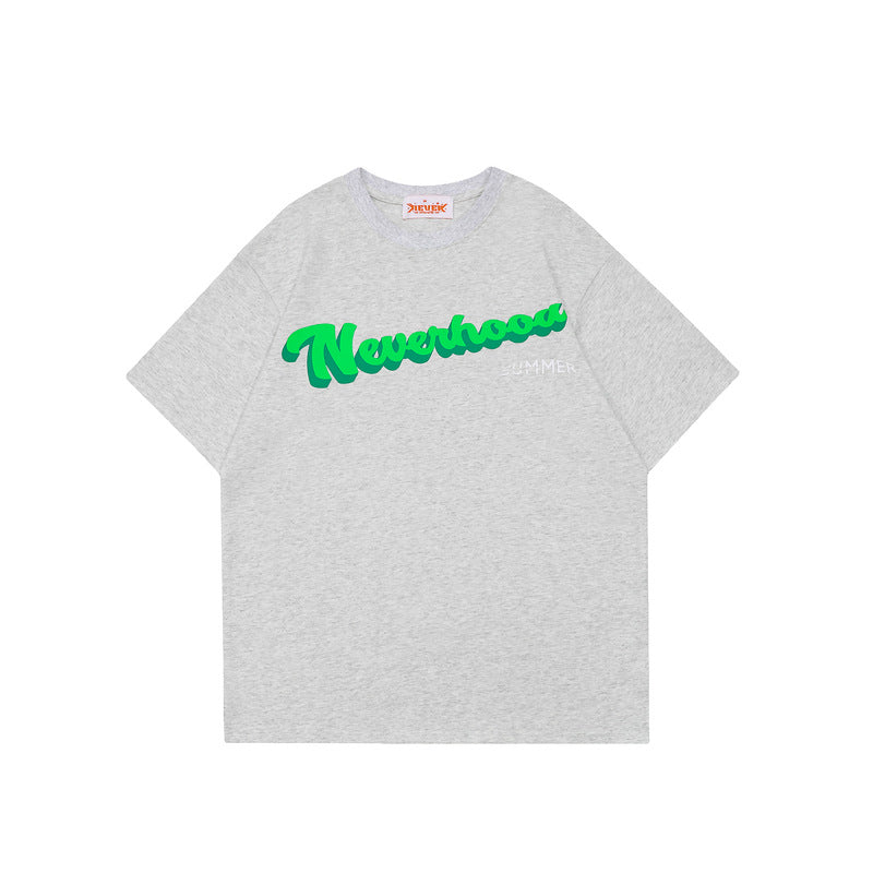 Literary Letters NEVERHOOD Printed European And American Loose Short-sleeved
