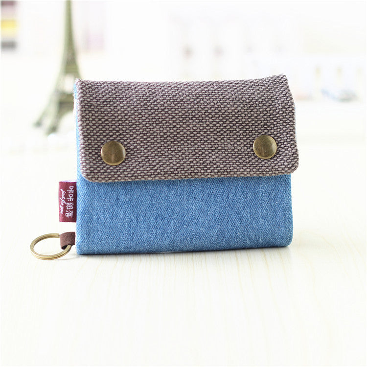 Creative Tri-fold Denim Canvas Wallet Simple Men And Women Can Use Card Holder