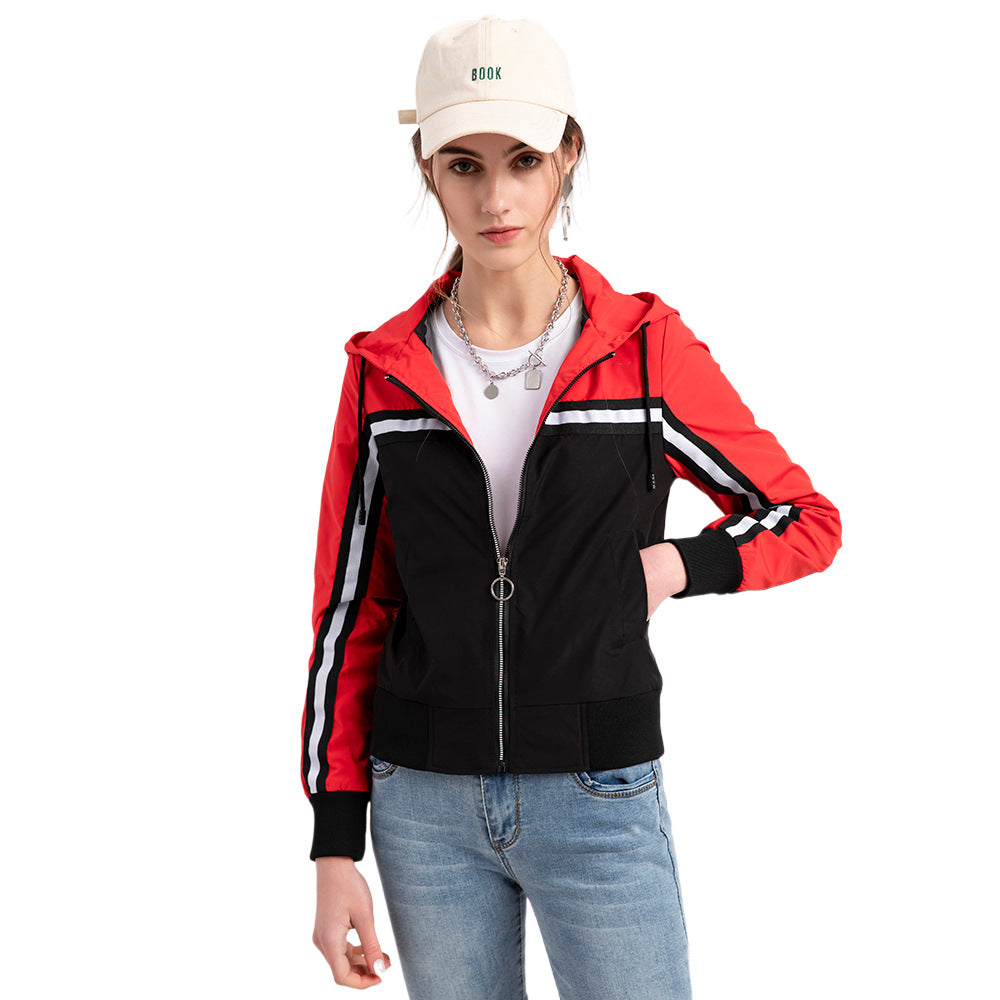 Color-blocked Thin Trench Coat For Women
