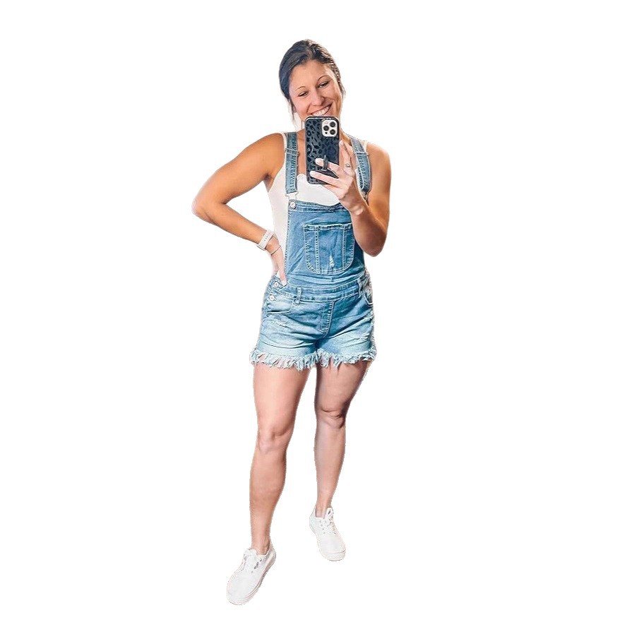 Women's Jumpsuits Multi-pocket Distressed Jeans Shorts