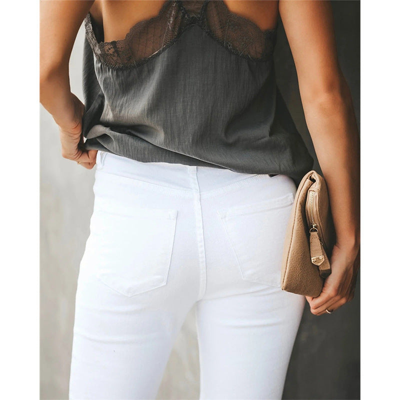 Fashion Casual Women's Solid Color Breasted Trousers