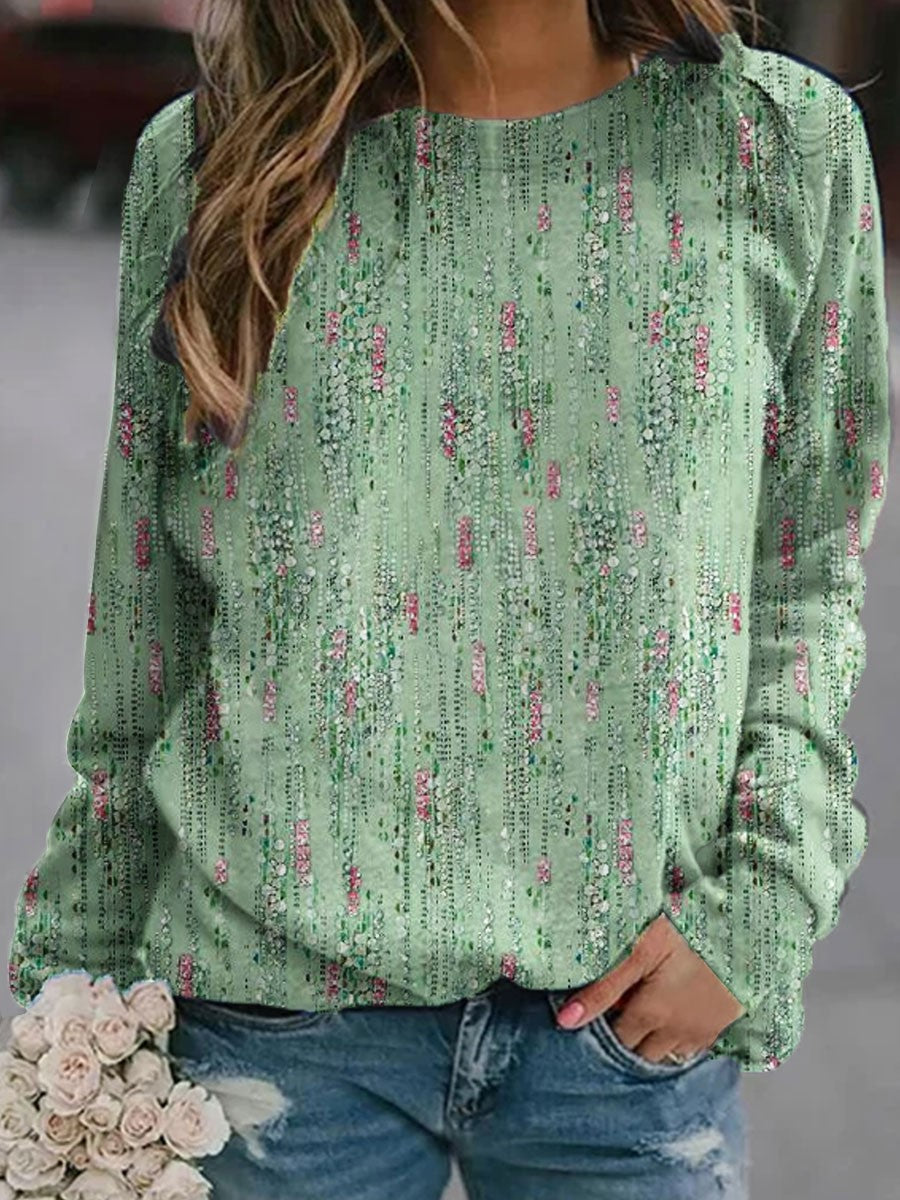 European And American 3D Printed Casual Round Neck Print Long Sleeves Sweater