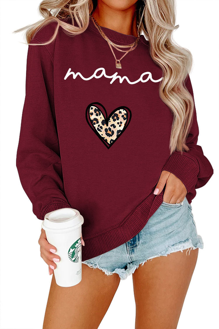 Leopard Print Heart Printing Plus Size Casual Simple Women's Long-sleeved Fleese