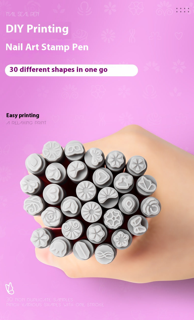 Nail Brush Nail Art Printing Pen DIY Silicone Stamp Pen Transfer Marker Pen