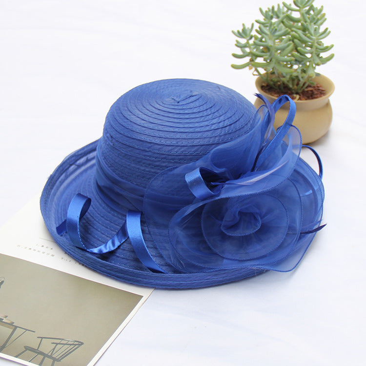 Sun Protection Sun Hat Organza Flower Mesh