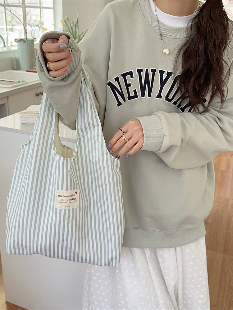 New Large Capacity Striped Canvas Bag Women