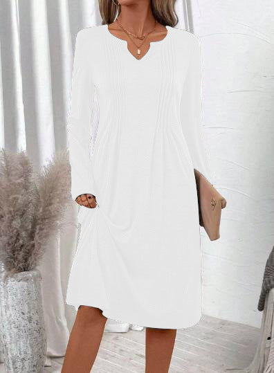 Solid-color Casual Drawstring Hoodie Dress