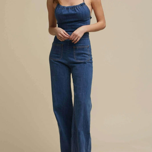 Slim Fit Slimming Fashion Street Retro Style High Waist Denim Jumpsuit