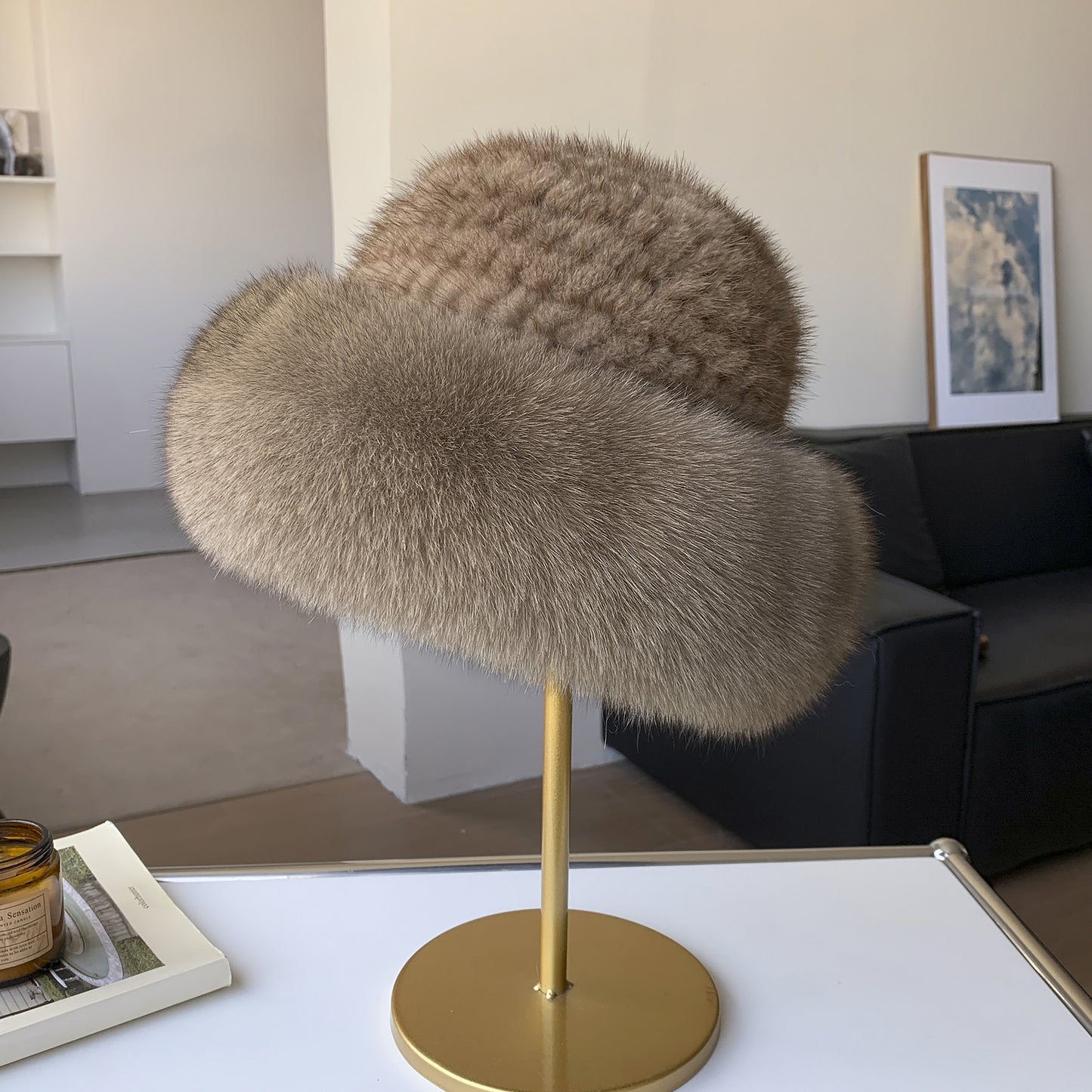 Winter Fashion Warm Bucket Hat Made From Mink Fur