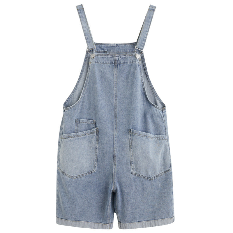 Women's Retro Denim Five Pants Loose Overalls Shorts