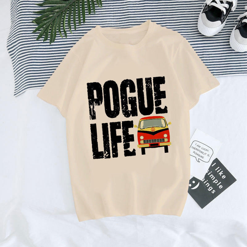 Europæisk og amerikansk digital rundhalset printet sommer T-shirt