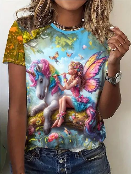 Women's Floral 3D Printed T-shirt Printed Top