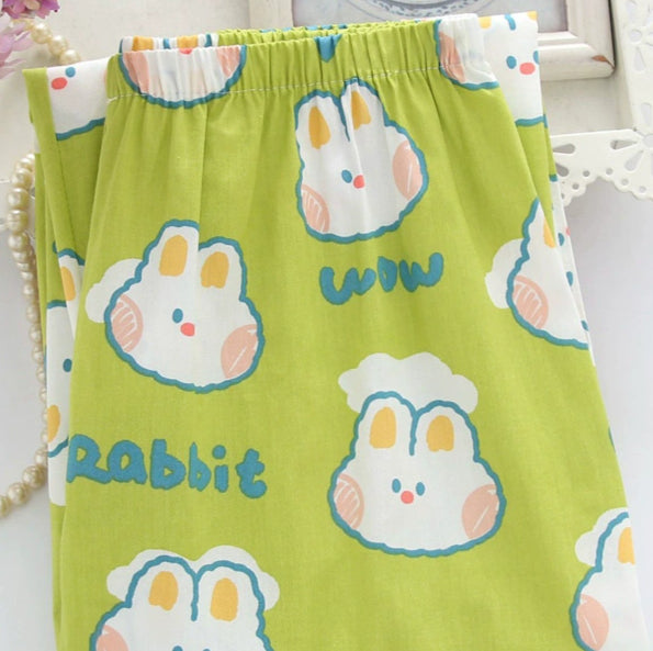 Pajama Pants Pure Cotton Cartoon Large Size Casual Simple Loose And Cute Home Pants Women