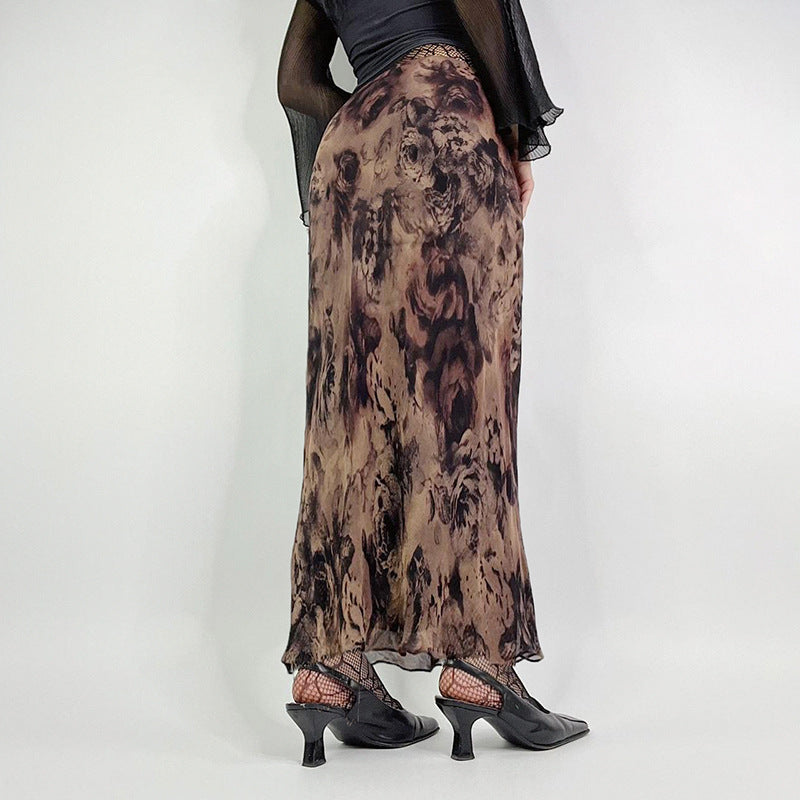 Women's Vintage Rose Print Skirt