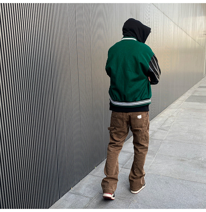 Contrast Color Patchwork Embroidery Brushed Baseball Uniform