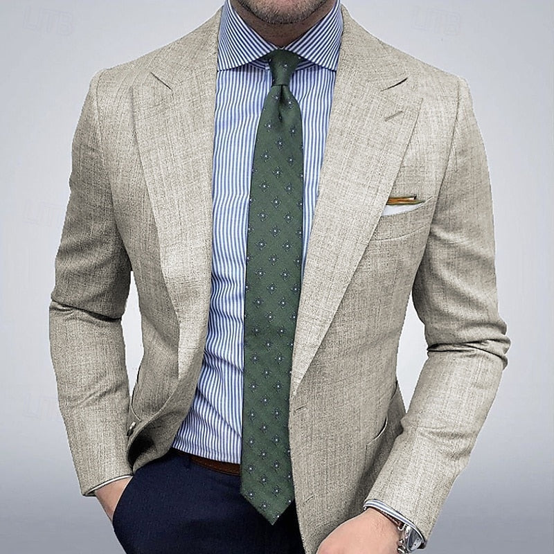 Printed Double Buckle Men's Plus Size Suit Coat