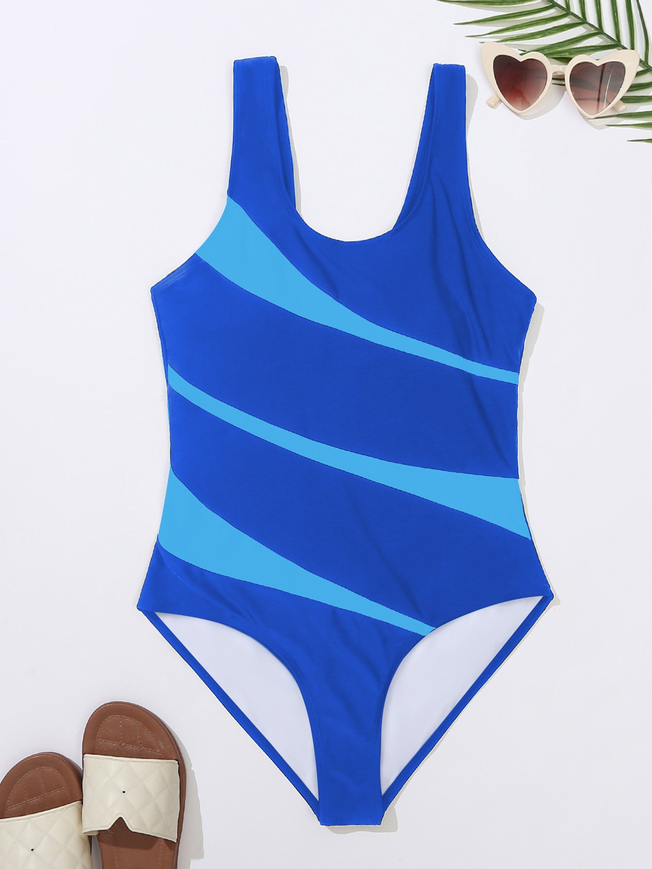 Women's Color Matching High Waist One-piece Bikini