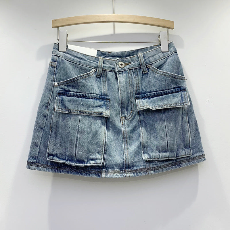 Personalized Workwear With Pocket Denim Skirt