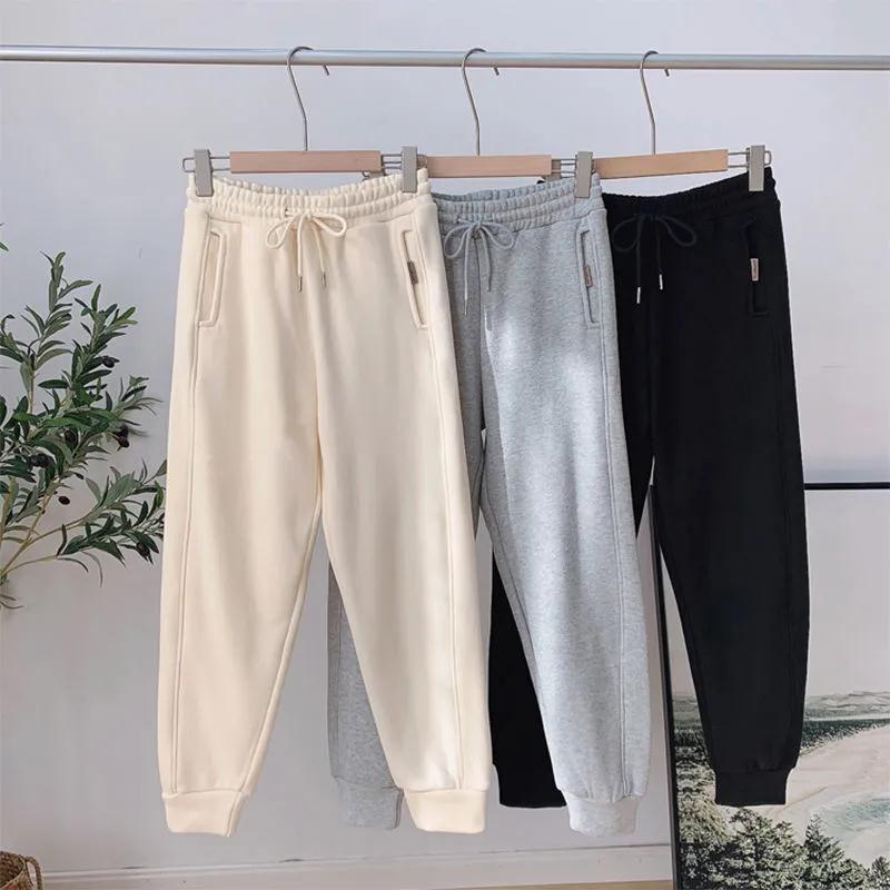 Large Size Women's 300 Jin Plus Fleece Thickened Bundle Feet Haren Pants