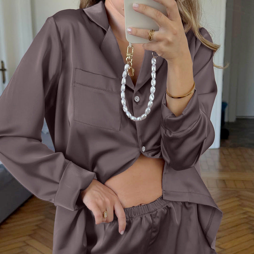Satin And Velour Pajamas With Lace A Premium Two-piece Set Featuring Long Sleeves And Shorts For Loungewear