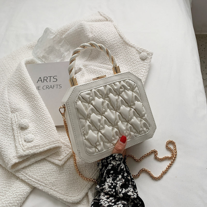 Fashion PU Stereotyped Small Square Bag Korean Style Temperament Chain