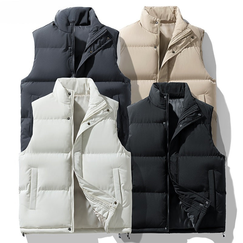 Men's Plus Size Stand Collar Sleeveless Waistcoat Warm Down Cotton Vest