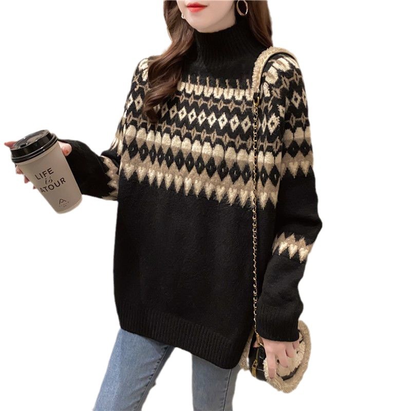 Women's Contrast Wool Sweater Outerwear Sweater