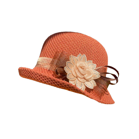 Women's Curling Flower Dome Breathable Knitted Sun Hat